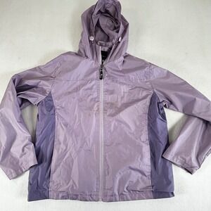 i5 Apparel Kids Purple Hooded Windbreaker Full Zip Mesh Lined Jacket Size L